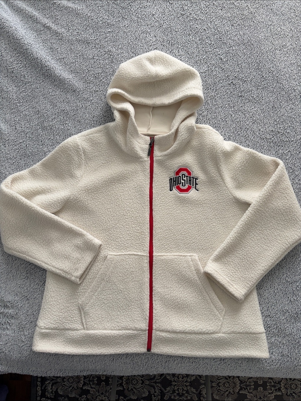 Ohio State Cream Sherpa Full-Zip Hoodie Jacket